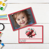 Schattigee Rode & Roze Aardbei Foto Valentijn's Da Notitiekaartje