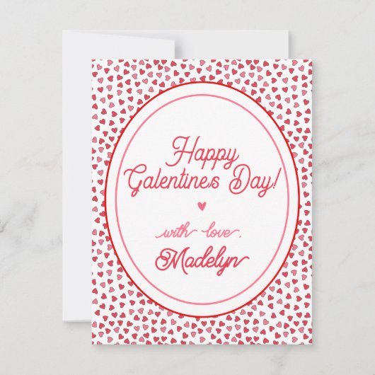 Schattigee rode & roze harten - Happy Galentine's Notitiekaartje (Voorkant)