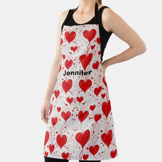 Schattigee rode, roze harten, Valentijn's Day mono Schort