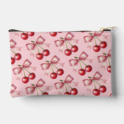 Schattigee rode roze strik Cherry gepersonaliseerd Etui (Achterkant)