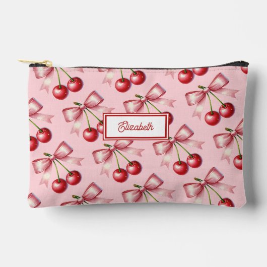Schattigee rode roze strik Cherry gepersonaliseerd Etui (Voorkant)
