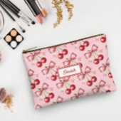 Schattigee rode roze strik Cherry gepersonaliseerd Etui