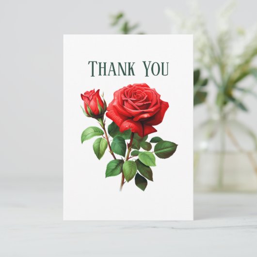 Schattigee rode rozen Bericht toevoegen Bedankkaart (Staand voorkant)