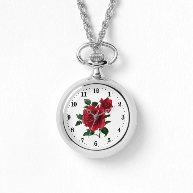 Schattigee rode rozenbloem liefhebbers horloge (Voorkant)