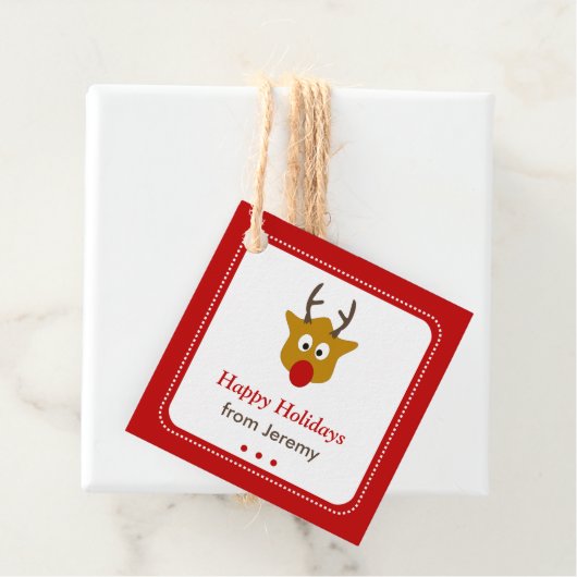 Schattigee Rode Rudolph het Rendier kerstcadeau Bedankjes Labels (In situ)