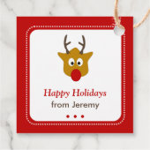 Schattigee Rode Rudolph het Rendier kerstcadeau Bedankjes Labels (Achterkant)