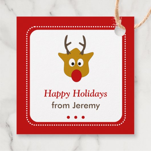 Schattigee Rode Rudolph het Rendier kerstcadeau Bedankjes Labels (Achterkant)