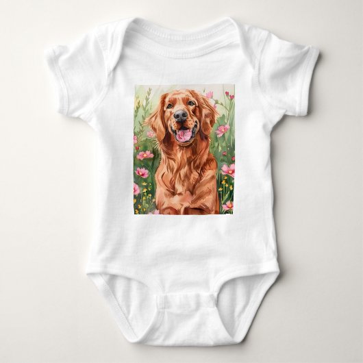 Schattigee Rode Setter Dog Bodysuit voor Baby's (Voorkant)