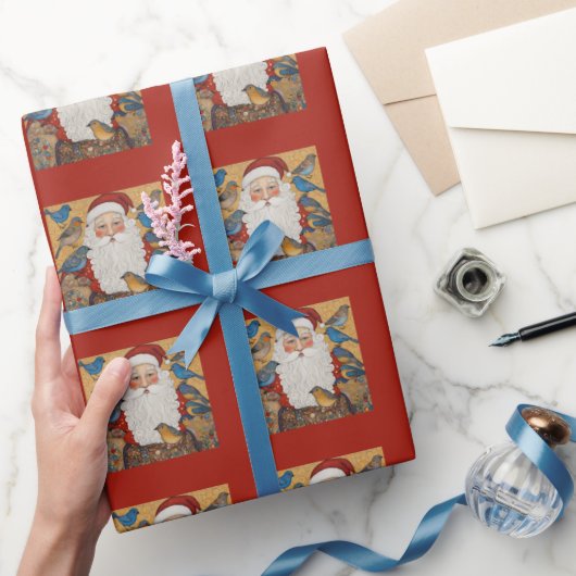 Schattigee Rode Sinterklaas Blauwvogels Cadeaupapier (Geschenken)