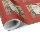 Schattigee Rode Sinterklaas Blauwvogels Cadeaupapier (Rol Hoek)