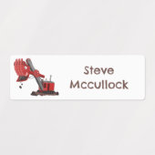 Schattigee rode stoomshovel graafmachine cartoon g labels (Design 1)
