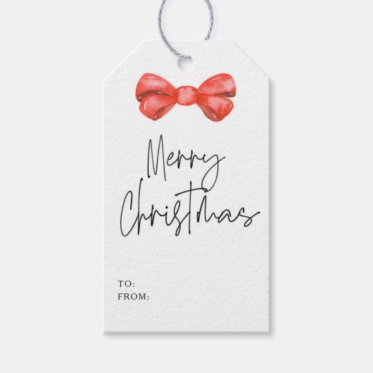 Schattigee Rode strik Rode kerstkabouter Vrolijk K Cadeaulabel (Voorkant)