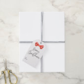 Schattigee Rode strik Rode kerstkabouter Vrolijk K Cadeaulabel (Met Touw)