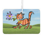 Schattigee rode Tabby Cartoon Cat Luchtverfrisser (Achterkant)