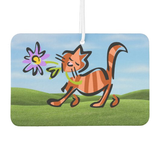 Schattigee rode Tabby Cartoon Cat Luchtverfrisser (Voorkant)