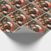Schattigee Rode Tachshund Puppy met Santa Hat Cadeaupapier (Hoek)