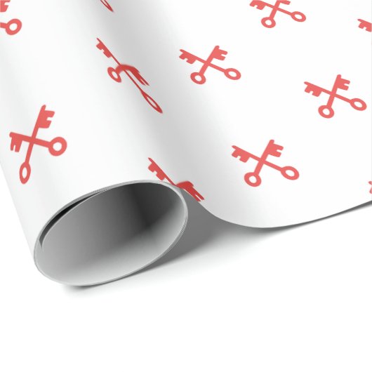 Schattigee rode toetsen op witte achtergrond cadeaupapier (Rol Hoek)