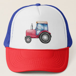 Schattigee Rode Tractor Boerderij Waterverf Kinder Trucker Pet
