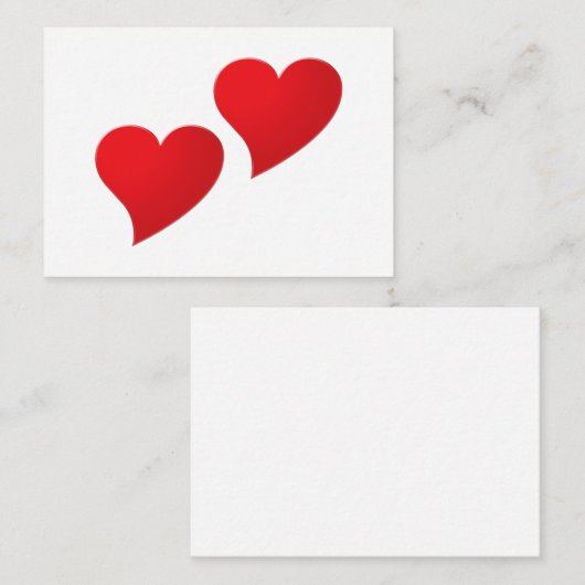 Schattigee rode twee harten minimalistische Valent Notitiekaartje (Voorkant / Achterkant)