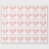 Schattigee Rode Valentijnsdag Bloemen Hart Aangepa Cadeaupapier (Vlak)