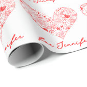 Schattigee Rode Valentijnsdag Bloemen Hart Aangepa Cadeaupapier (Rol Hoek)