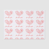 Schattigee Rode Valentijnsdag Bloemen Hart Aangepa Tissuepapier (Voorkant)