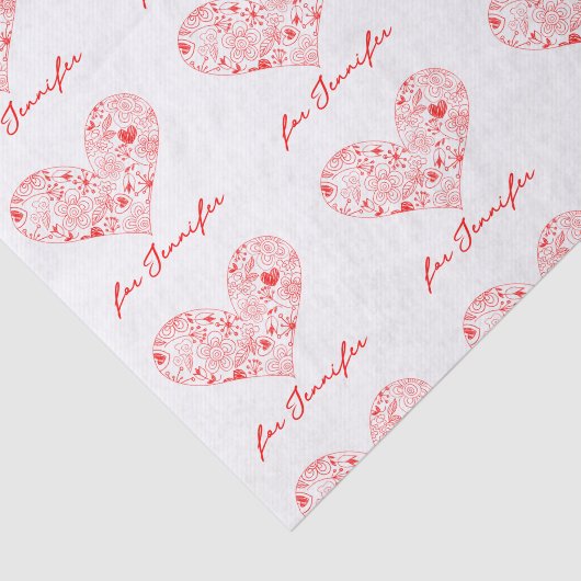 Schattigee Rode Valentijnsdag Bloemen Hart Aangepa Tissuepapier (Detail)