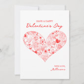 Schattigee Rode Valentijnsdag Bloemen Hart Familie Feestdagenkaart (Voorkant)