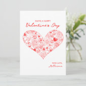 Schattigee Rode Valentijnsdag Bloemen Hart Familie Feestdagenkaart (Staand voorkant)