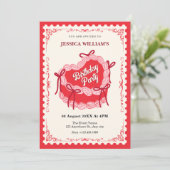 Schattigee rode verjaardagstaart kaart (Staand voorkant)