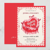 Schattigee rode verjaardagstaart kaart (Voorkant / Achterkant)