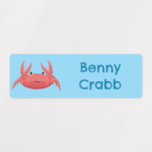 Schattigee rode vlekkerige krab cartoon gepersonal labels (Design 1)