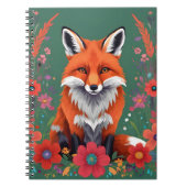 Schattigee rode vos en bloemetjes notitieboek (Voorkant)