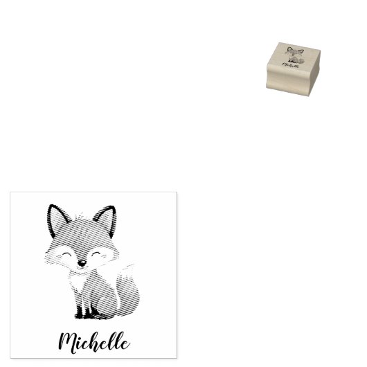 Schattigee rode vos gepersonaliseerd Kind Rubberstempel (Gestempeld)
