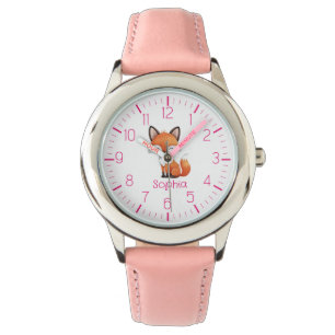Schattigee rode vos gepersonaliseerde Kind horloge