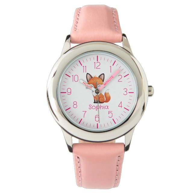 Schattigee rode vos gepersonaliseerde Kind horloge (Voorkant)