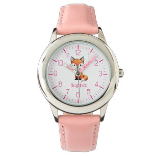 Schattigee rode vos gepersonaliseerde Kind horloge