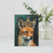 Schattigee rode vos in een kroon briefkaart (Staand voorkant)