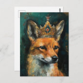 Schattigee rode vos in een kroon briefkaart (Voorkant / Achterkant)