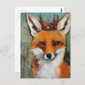 Schattigee rode vos in een kroon briefkaart (Voorkant / Achterkant)