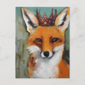 Schattigee rode vos in een kroon briefkaart (Voorkant)