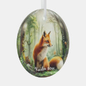 Schattigee rode vos in sneeuwbol glas ornament (Voorkant Rechts)