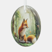 Schattigee rode vos in sneeuwbol glas ornament (Voorkant links)