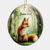 Schattigee rode vos in sneeuwbol keramisch ornament (Links)