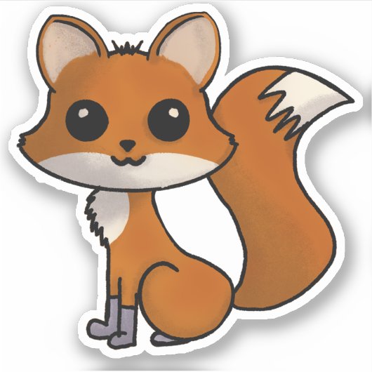 Schattigee rode vos kawaii stijl sticker (Voorkant)