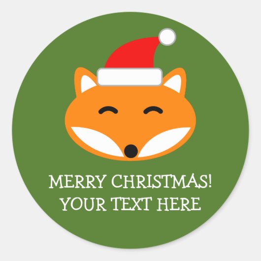 Schattigee rode vos Merry Christmas op maat Vakant Ronde Sticker (Voorkant)