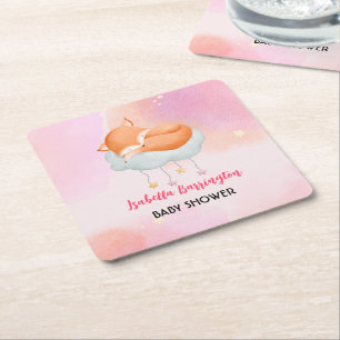 Schattigee rode vos ster ballon baby shower partij kartonnen onderzetters