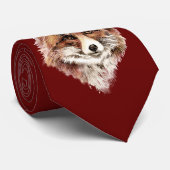 Schattigee Rode Vos, Waterverf Natuur, Wildlife Stropdas (Opgerold)