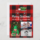 Schattigee rode vrachtwagen rustieke kerst familie kaart (Voorkant)
