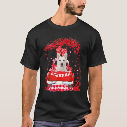 Schattigee Rode Vrachtwagen Witte Duitse Herder Va T-shirt (Voorkant)